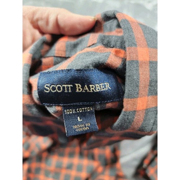 Scott Barber Orange Shadow Plaid Long Sleeve Button Down Shirt Large‎ - Picture 4 of 5